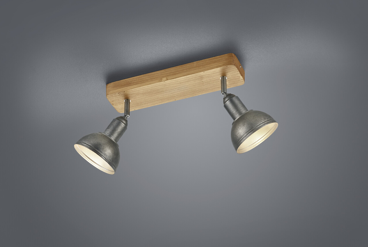 Plafoniera Delhi, TRIO, 33x11.6x20.5 cm, 40W, 2x E14, metal, nichel antic/natur - imagine 3